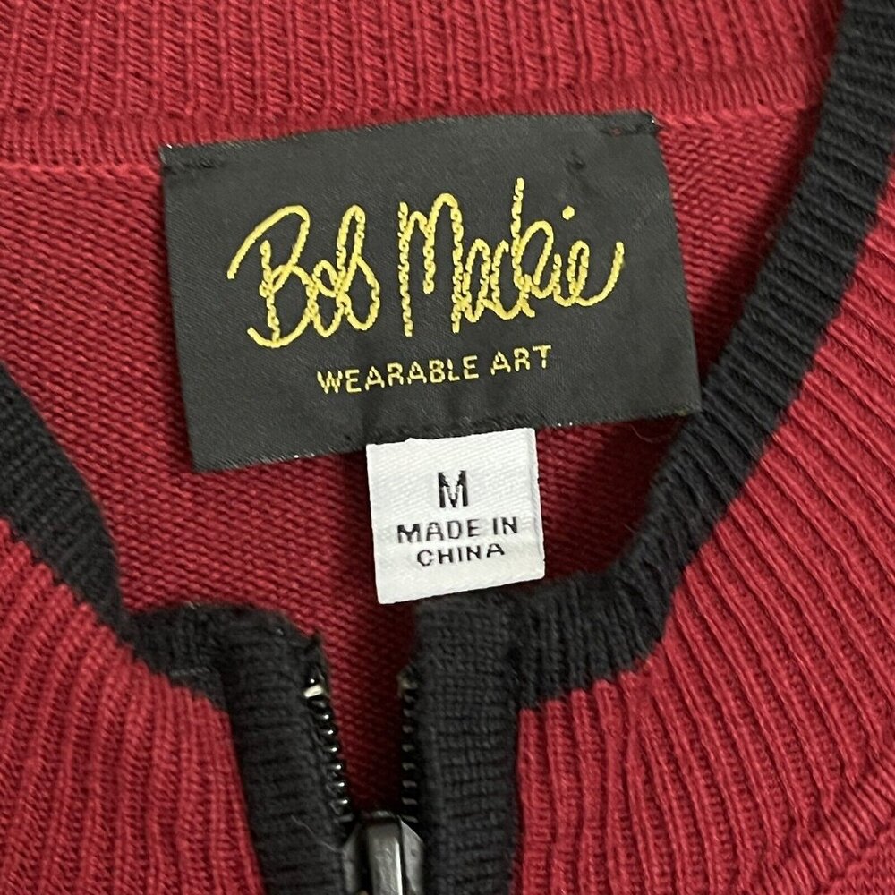 Bob Mackie Wearable Art Sweater Womens Medium Red Black - Picture 4 of 12
